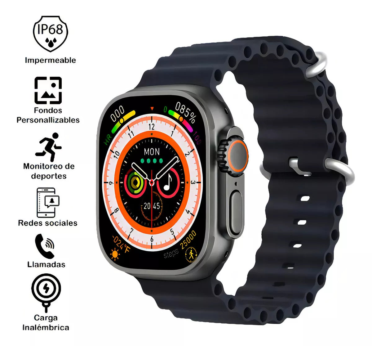 SMARTWATCH T10 ULTRA 2 (2 Correas, Tornillos Reales, Pantalla HD 2.09 Pulgadas, Carga Inalámbrica)