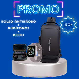 COMBO PECHERA MANOS LIBRE +AUDIFONOS INALAMBRICOS M10+ RELOJ INTELIGENTE T500